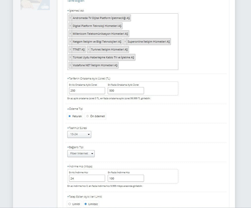 Tarife Karşılaştırma Sistemi
