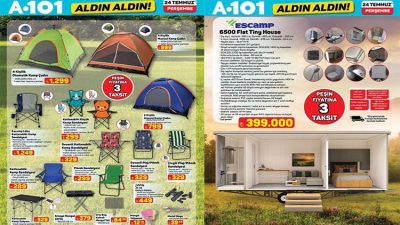 A101 AFİŞİ YENİ HAFTA 24 TEMMUZ 2025 || A101 aktüel ürünler kataloğu bu hafta neler sunuyor? A101 indirim broşürü ile kamp sehpası, tiny house, sörf ve kano seti geliyor!