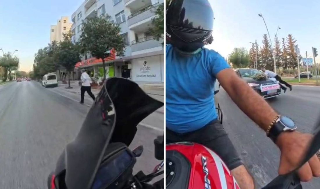 Adana'da düğün konvoyunu gören
