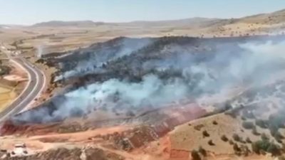 Anız yangını 70 dönüm araziyi küle çevirdi