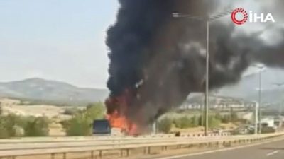 Ankara’da yolcu otobüsü alev alev yandı