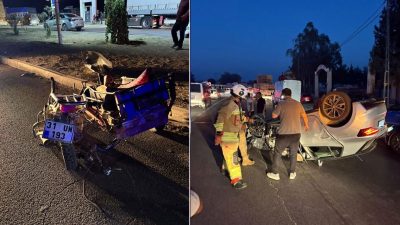 Araba, sepetli motosikletle çarpıştı: Altı yaralı