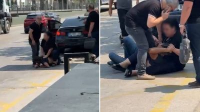Bursa’da cadde ortasında dayak: Eski kocasını tekme tokat dövdü
