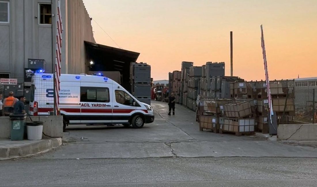 Eskişehir'in bir fabrika personeli, makineye