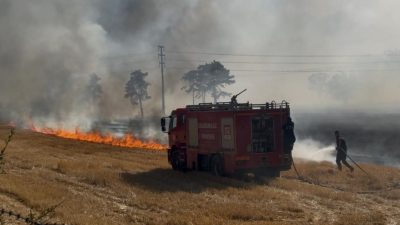 Kırklareli’nde korkutan anız yangını