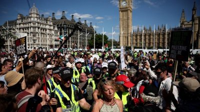 İngiltere'de gerçekleşen Filistin takviye gösterisine