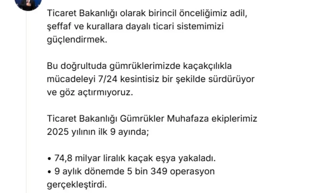 2025 yılında kaçak eşya