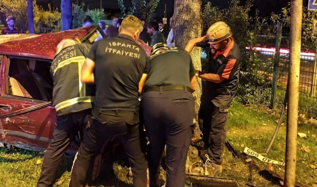 Isparta'da denetimden çıkan araba