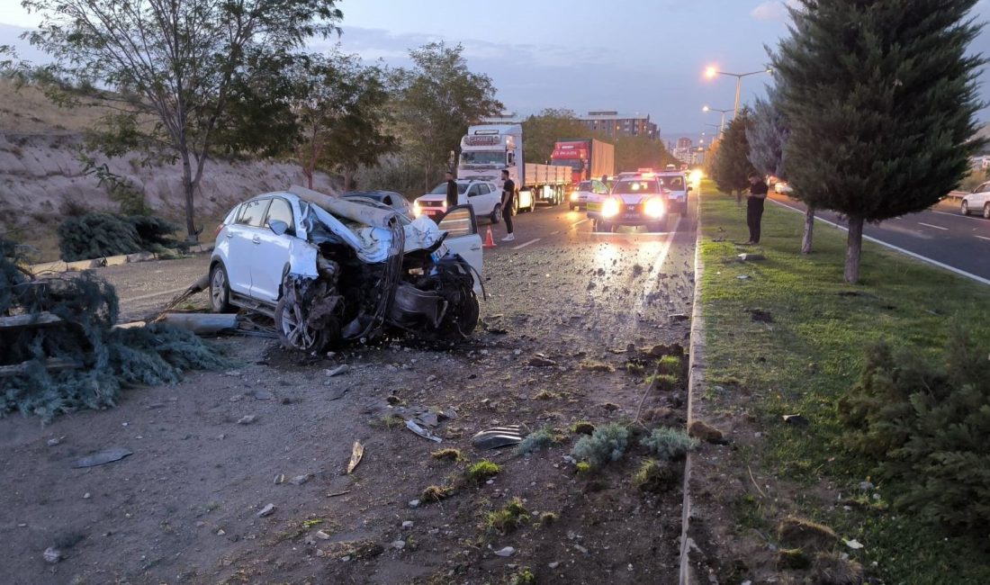 Nevşehir’de denetimden çıkan araba,