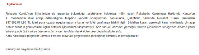 Banvit'e Rekabet Kurulu'ndan Ağır Para Cezası Açıklaması