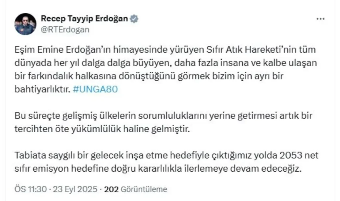 Cumhurbaşkanı Erdoğan, Sıfır Atık