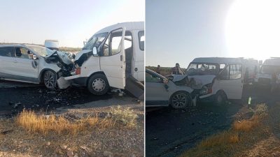 Emekçi servisi kaza yaptı: 10 yaralı