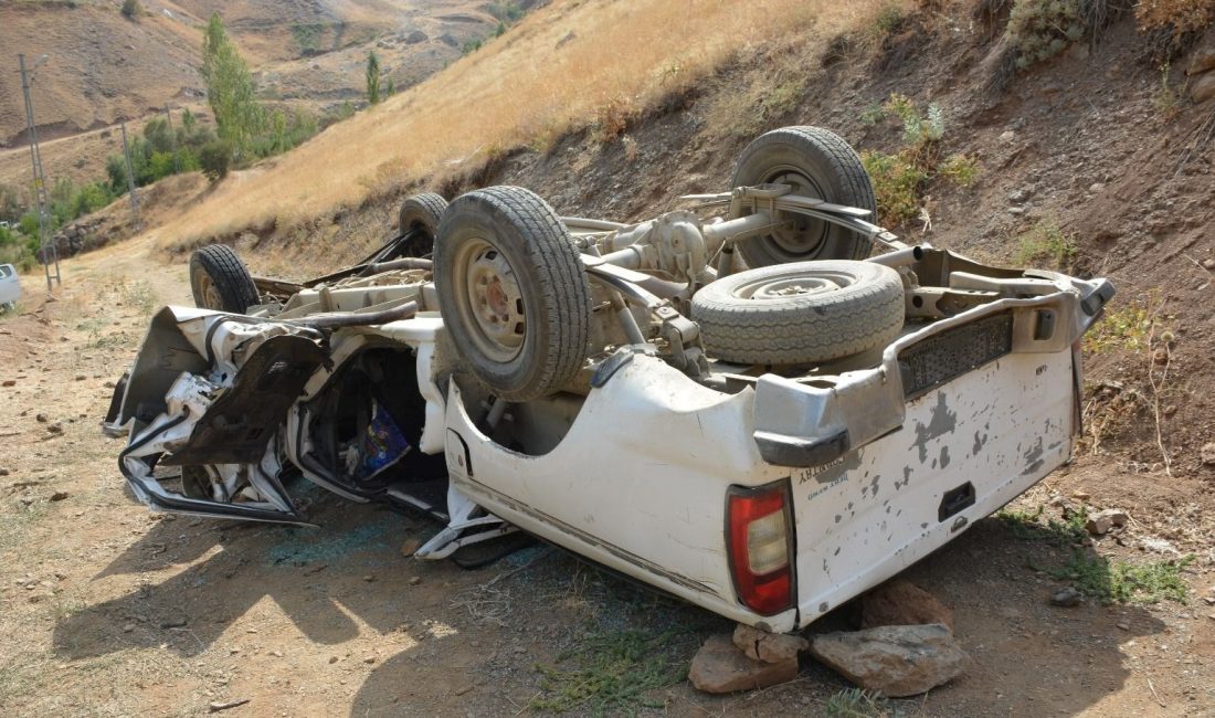 Hakkari'de şarampole devrilen pikaptaki