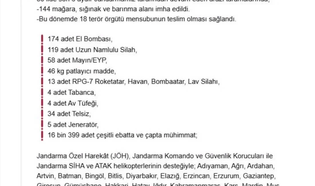 İçişleri Bakanlığı'ndan terörle mücadelede