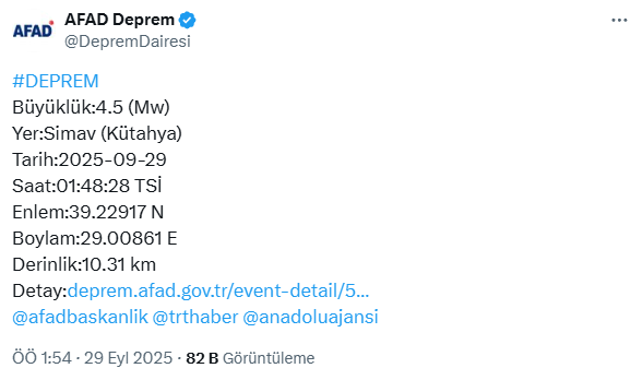 Son Depremin Detayları
