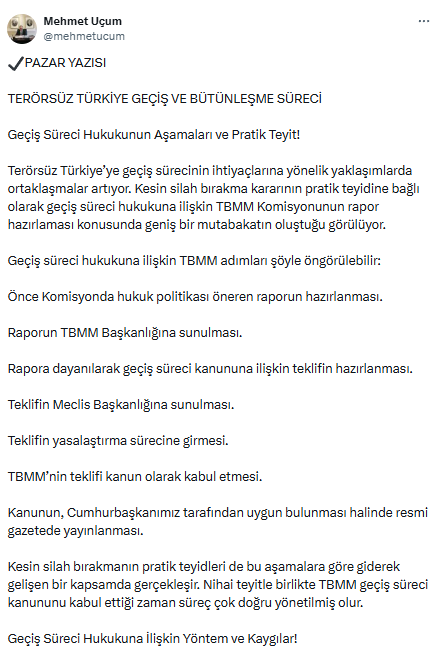 Meclis Süreçleri ve Hukuki Adımlar Üzerine Cumhurbaşkanı Başdanışmanı Mehmet Uçum'un Değerlendirmesi