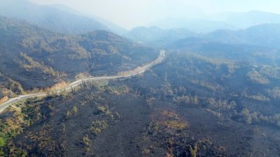 Muğla’da yangın felaketinin boyutu drone ile görüntülendi