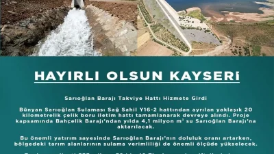 Sarıoğlan Barajı Takviye Hattı Hizmete Açıldı: Sulama Verimliliği Artacak