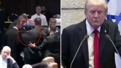 ABD Lideri Trump, İsrail Meclisi’nde Konuşma Yaparken Protesto Sesi Yükseldi