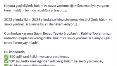 Adalet Bakanı Yılmaz Tunç’tan Hakim ve Savcı Alımlarıyla İlgili Müjde