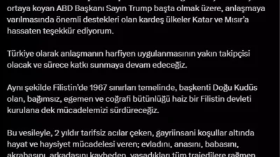 Cumhurbaşkanı Erdoğan’dan Gazze ve Filistin Açıklaması