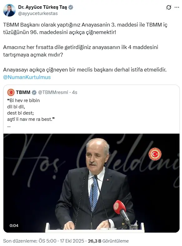 İYİ Partili Ayyüce Türkeş'ten Sert Eleştiri