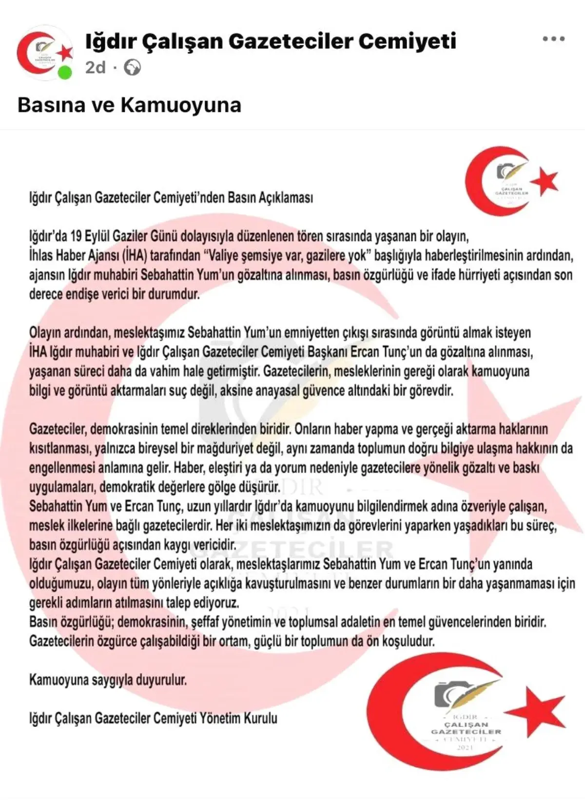 Iğdır’da Basın Özgürlüğü Mücadelesi ve Gazetecilere Yönelik Gözaltı Olayları