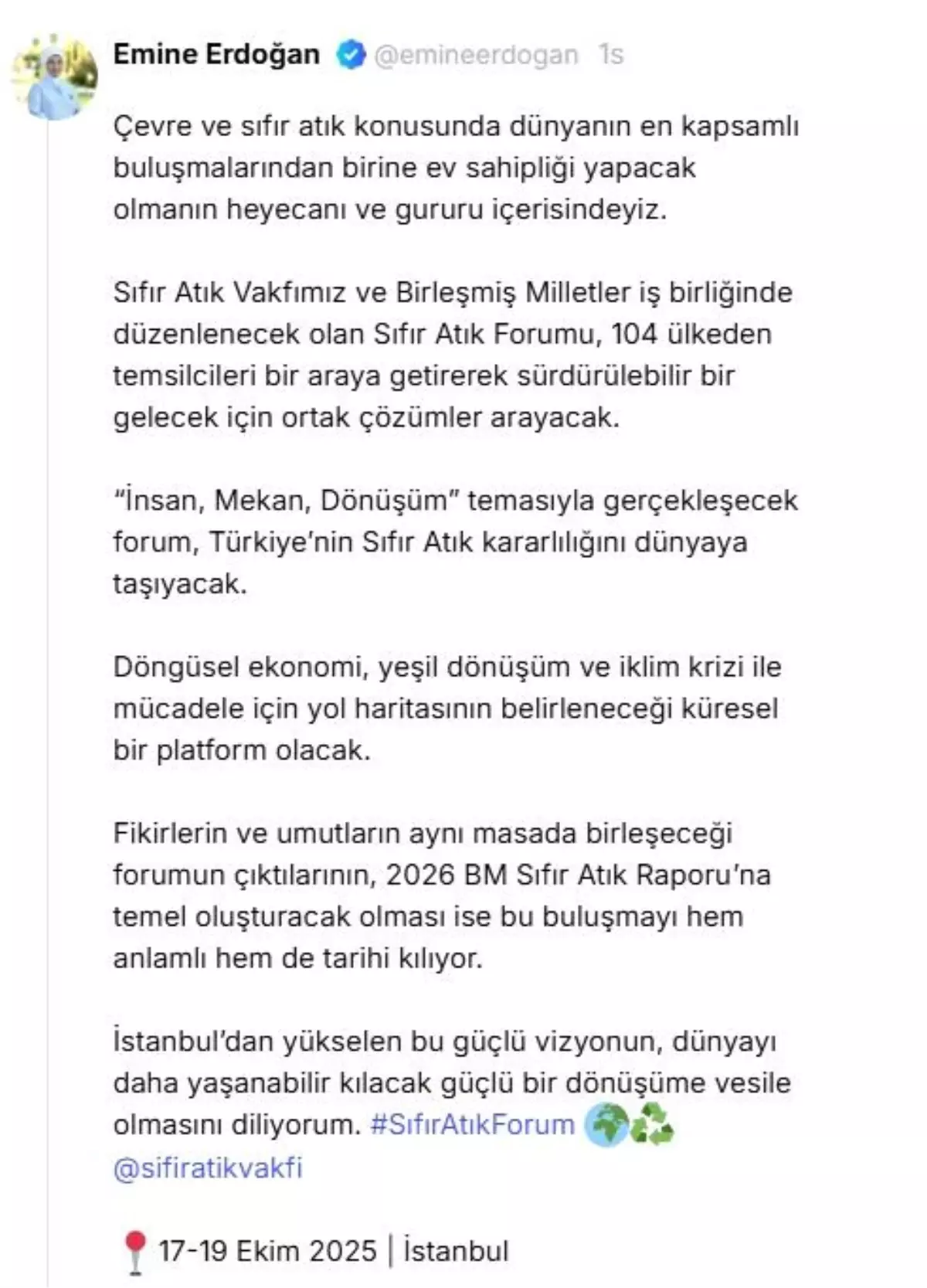 İstanbul’da Düzenlenecek Sıfır Atık Forumu ile Sürdürülebilir Geleceğe Yönelik Adımlar