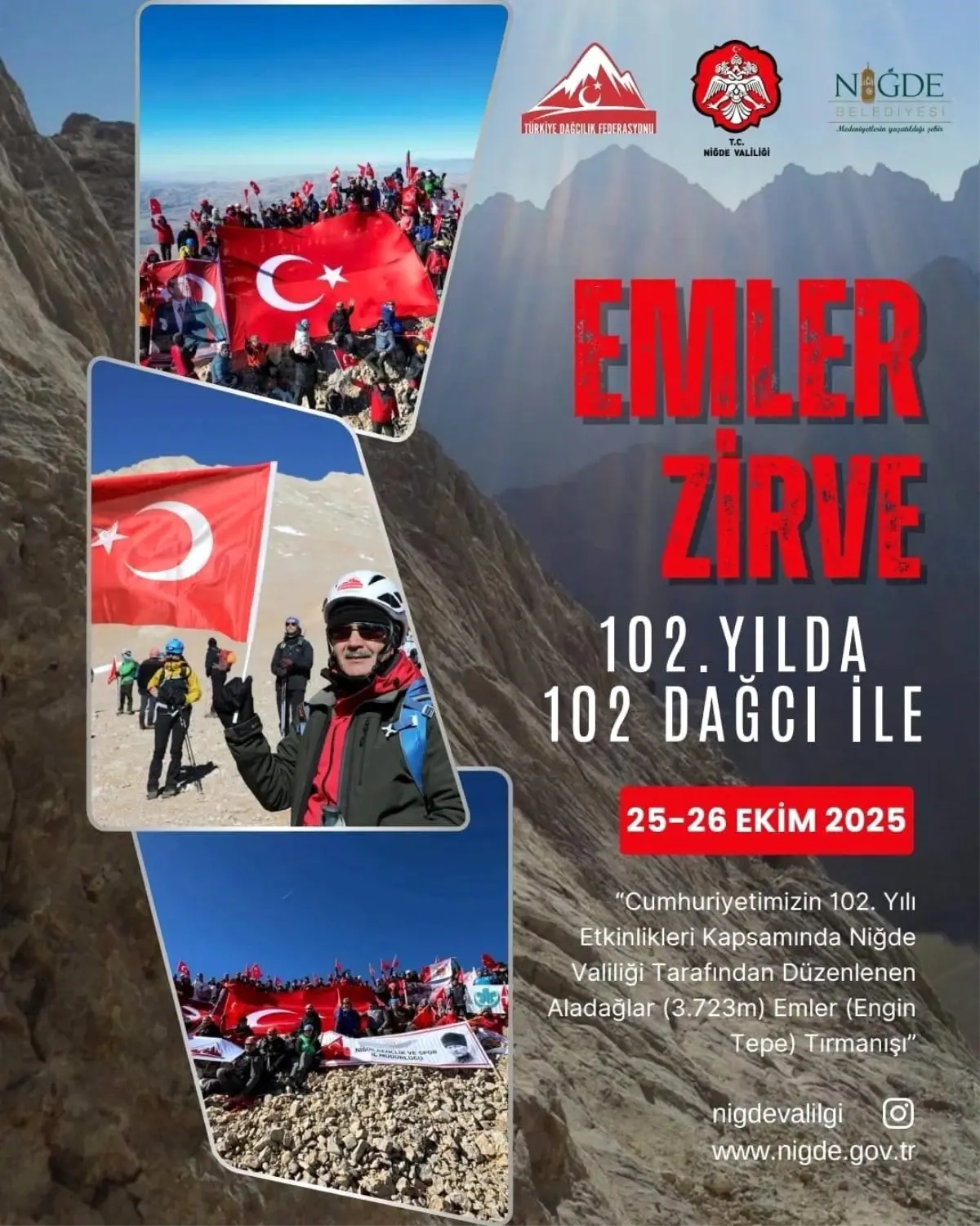 Niğde’de Cumhuriyet Coşkusuyla Zirve Tırmanışı ve Anlamlı Kutlama Etkinliği