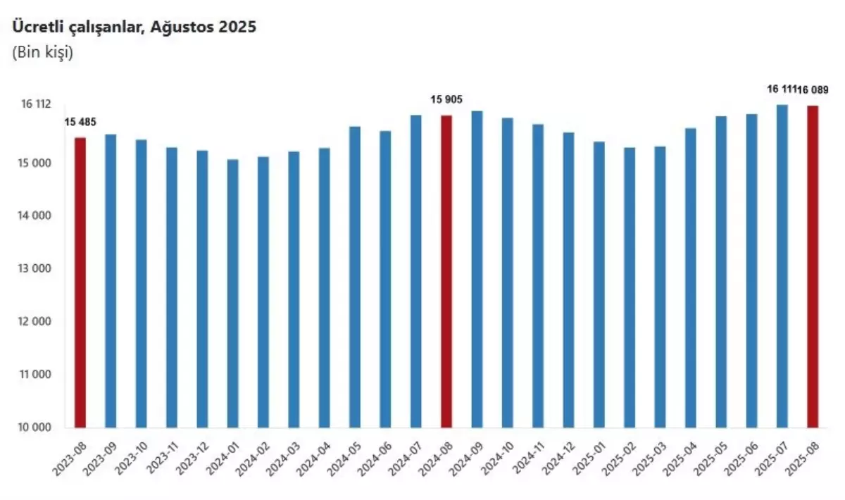 Türkiye’de Çalışan Sayıları Ağustos 2025 Verileriyle Güncelleniyor