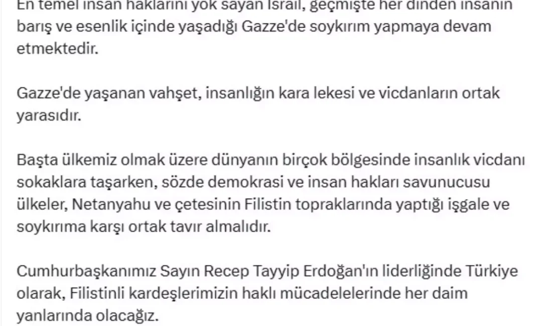 Türkiye'den Filistin ve İsrail’e