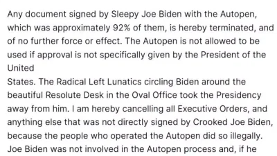 Donald Trump, Biden Dönemi İmzalarını Hakkında Şok İddia Yaptı