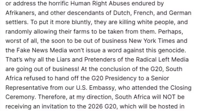 Trump Güney Afrika G20 Zirvesi Katılımını Reddetti ve Diplomatik Adımları Durdurdu