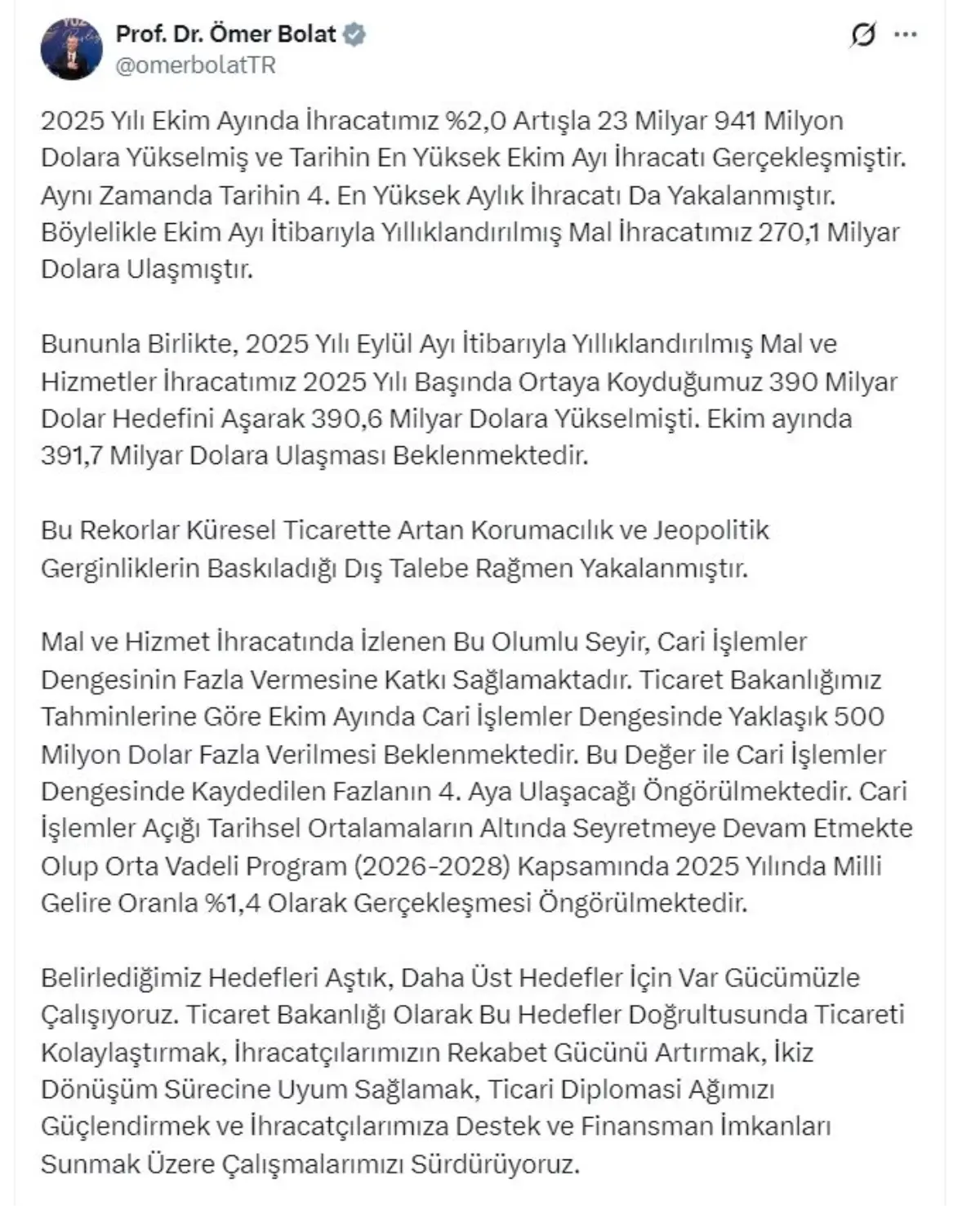 Türkiye’nin Ekonomik İvmesi: Ticaret ve Cari Dengede Güçlü Performans