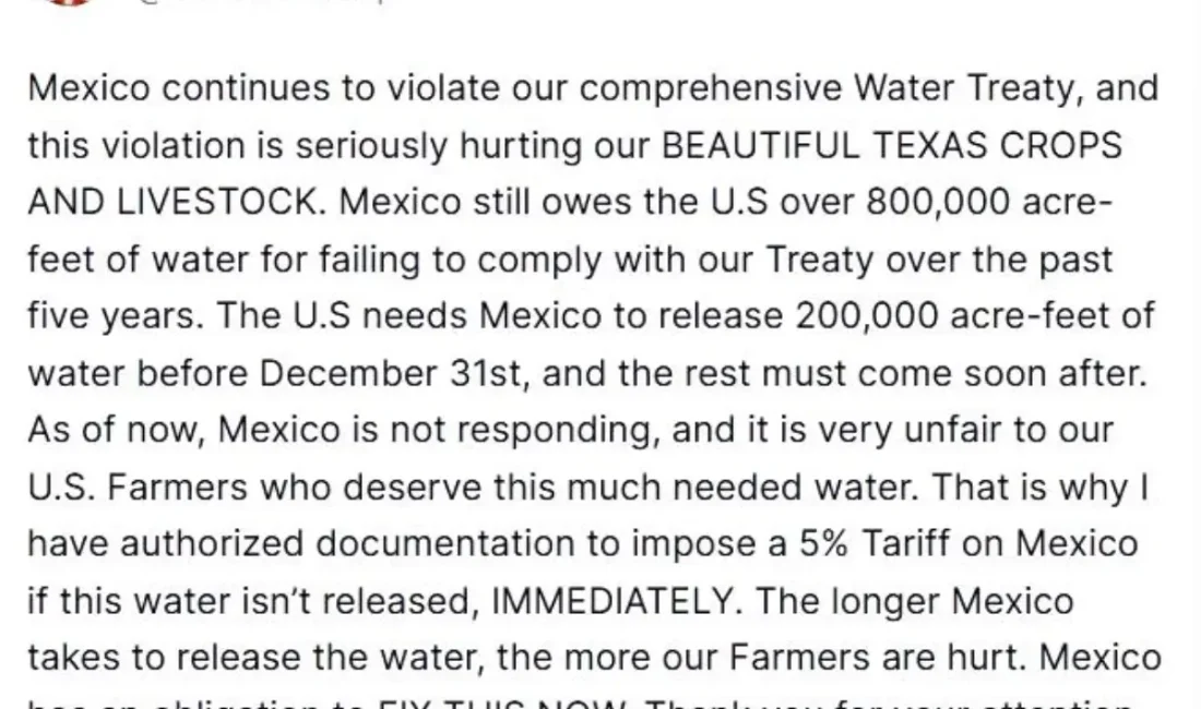 ABD Başkanı Meksika'ya su