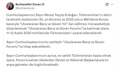 Cumhurbaşkanı Erdoğan’ın Türkmenistan Ziyareti ve Uluslararası Barış Forumu