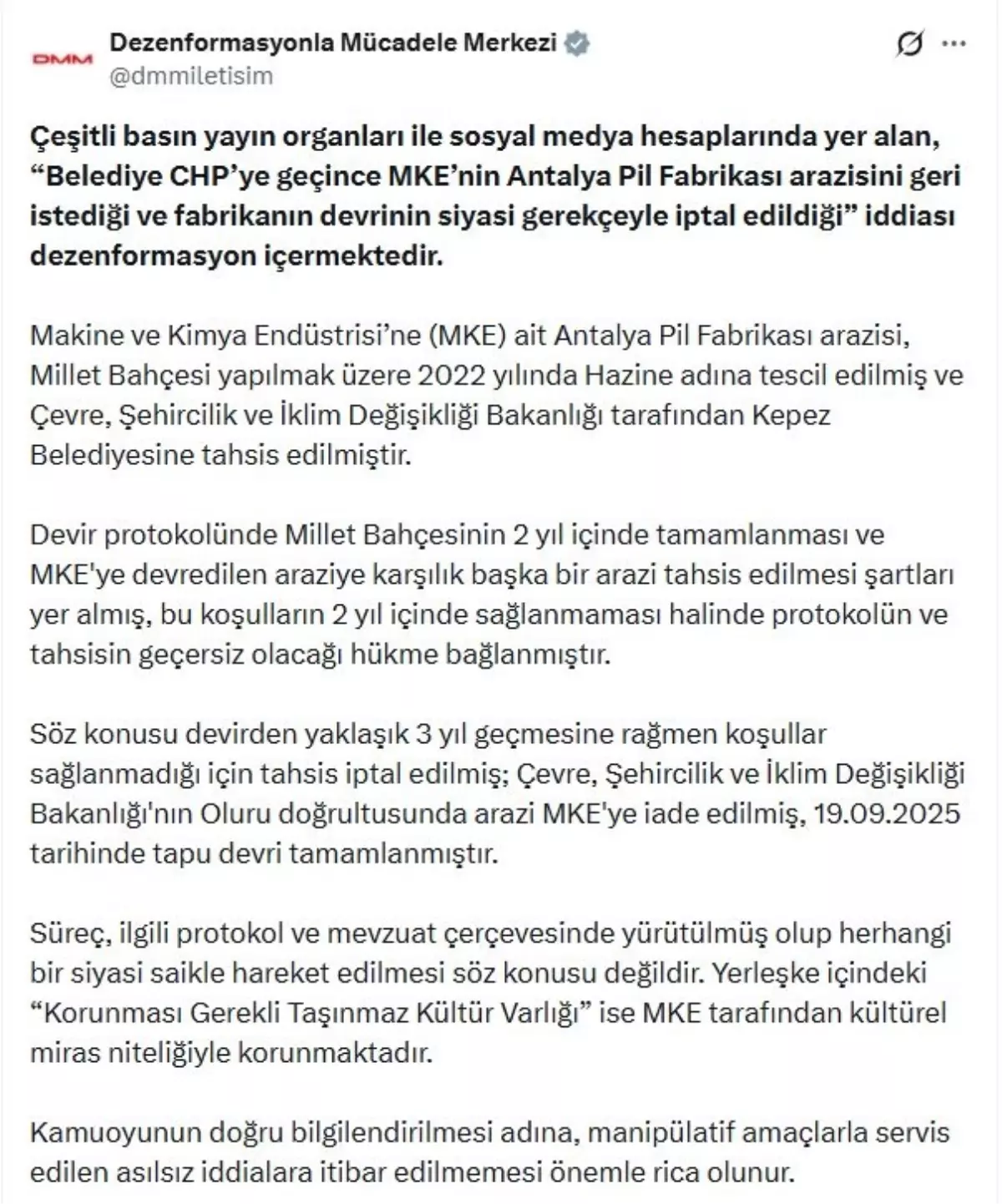 Dezenformasyon İncelemesi: MKE Antalya Pil Fabrikası Arazi Durumu Gerçeği