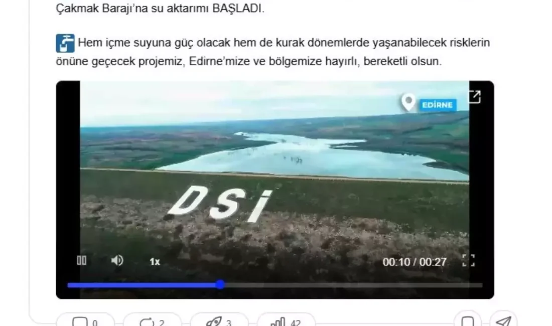 Edirne'ye yeni su temini