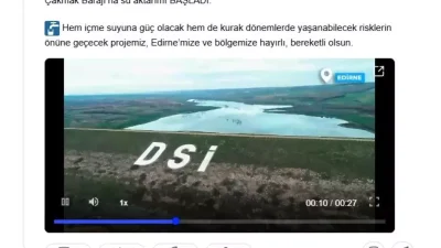 Edirne’ye Büyük Su Temini Hamlesi: P2B Pompa İstasyonu Faaliyette