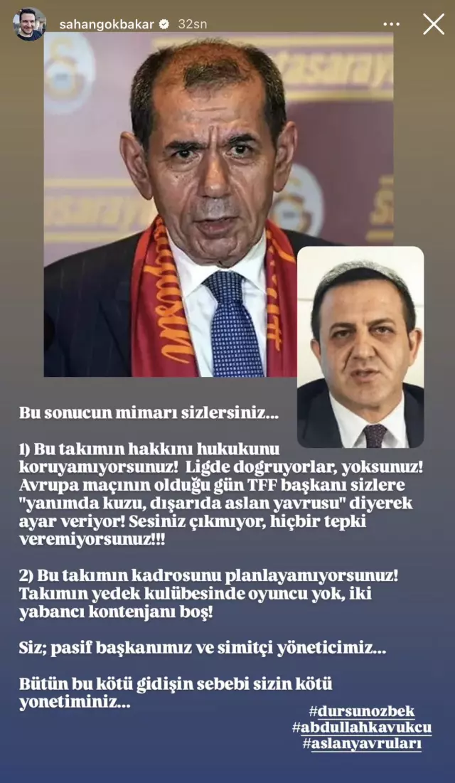 Şahan Gökbakar'dan Yönetim ve Dursun Özbek'e Sert Eleştiri