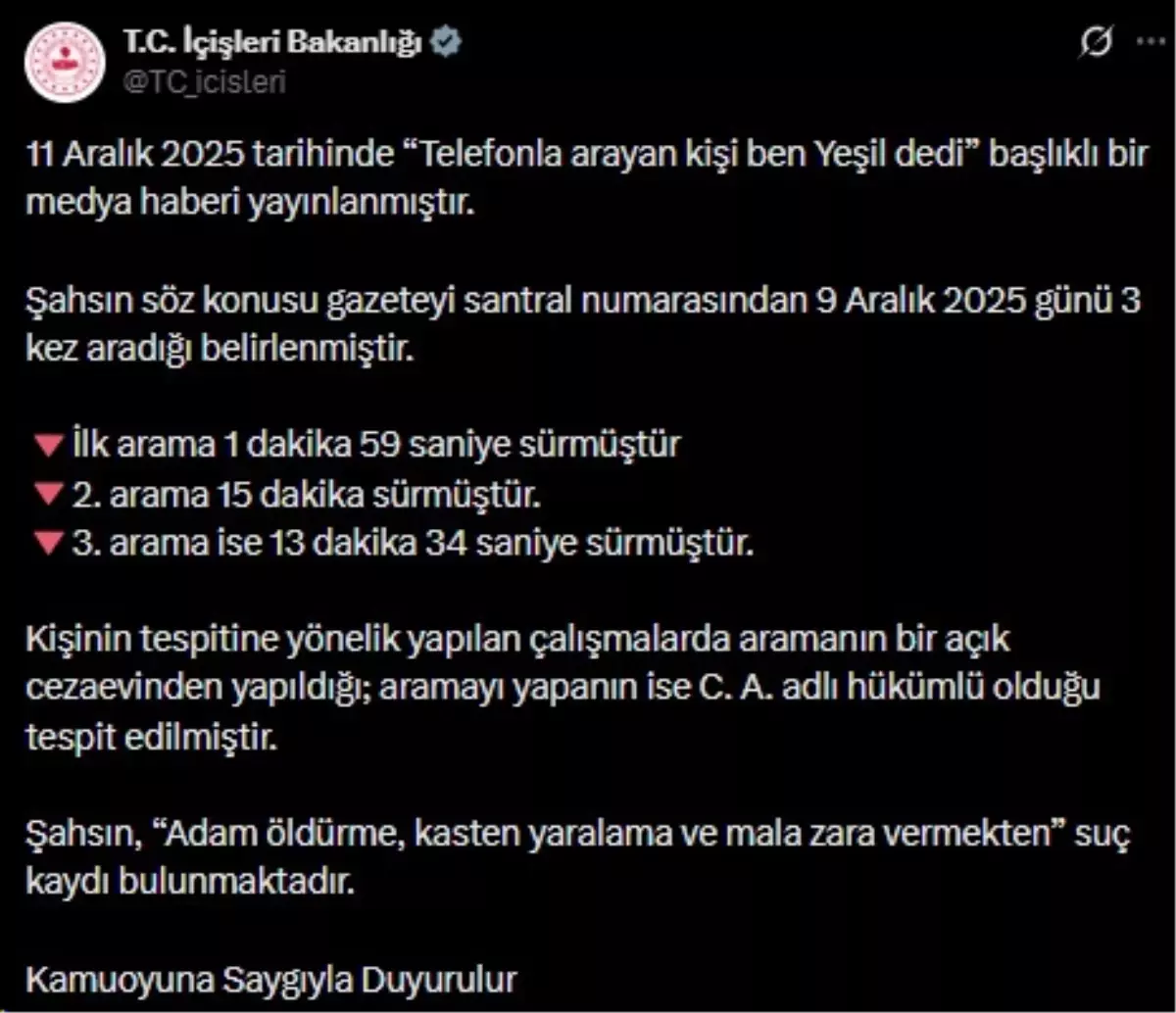 İçişleri Bakanlığı Farklı Bir Açıklama ve Güncel Bilgiler