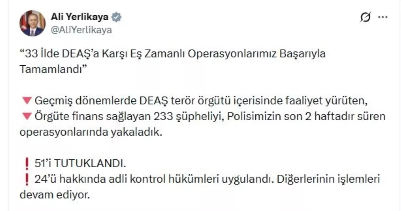 İçişleri Bakanlığı’ndan DEAŞ Operasyonlarına Büyük Rekor