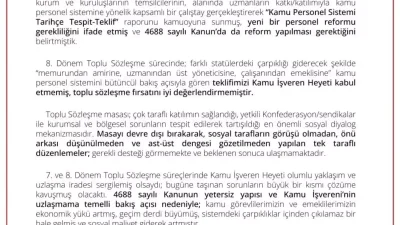 Kamu Personel Reformu ve Türkiye Yüzyılı Vizyonu İçin Memur-Sen’in Talepleri