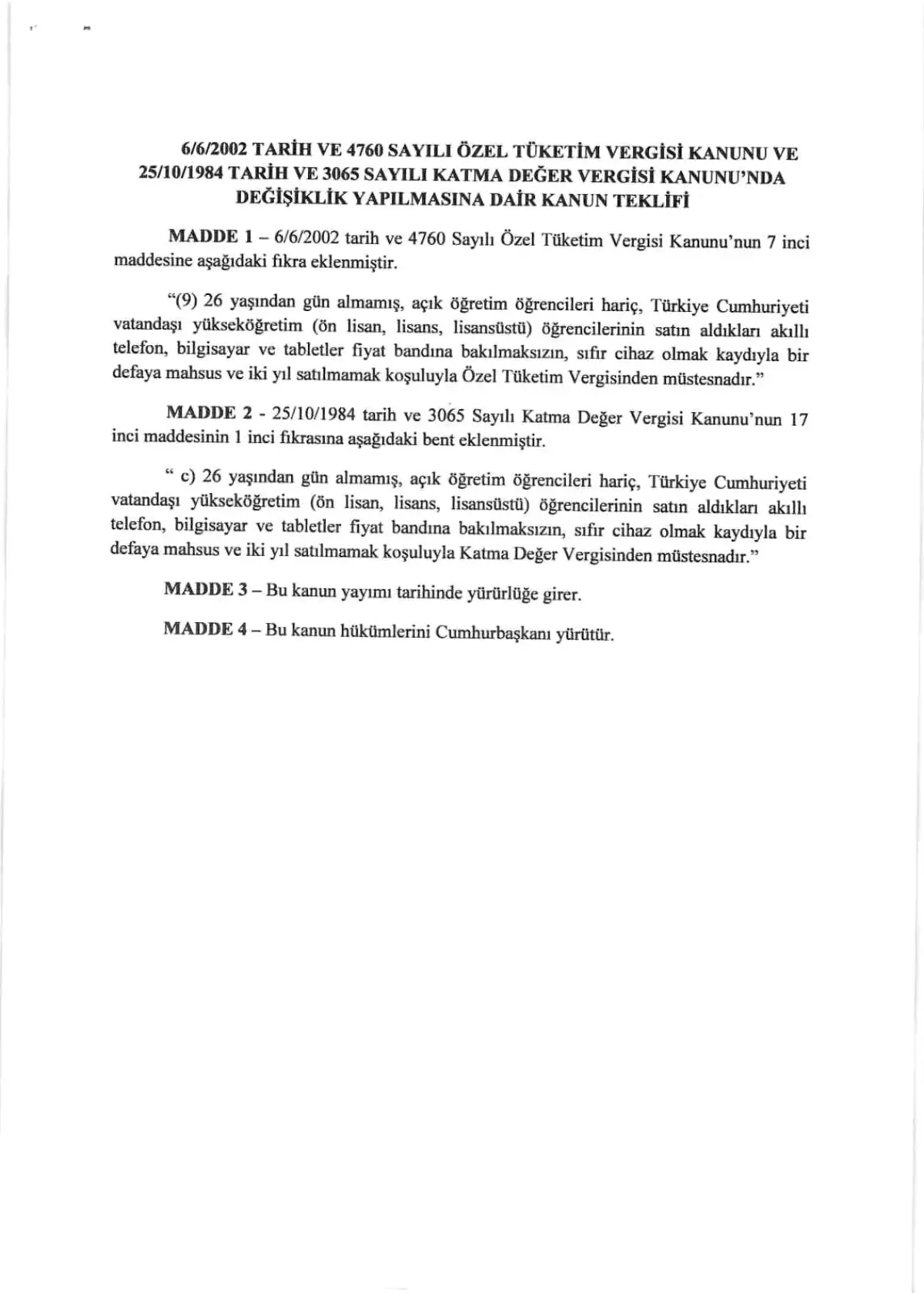 MHP’den Üniversite Öğrencileri İçin ÖTV Muafiyetinde Yeni Düzenleme Teklifi