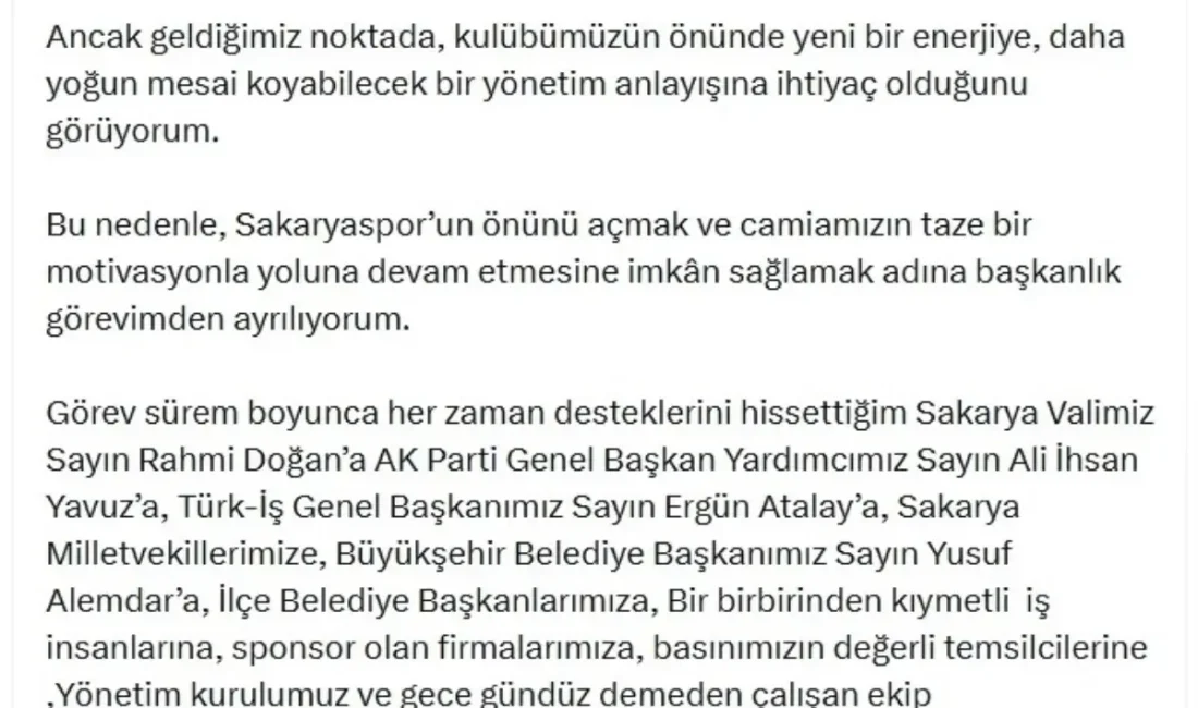 Muhammet Kıratlı Sakaryaspor’dan ayrılık