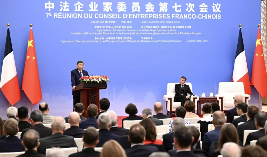 Xi Jinping ve Macron,